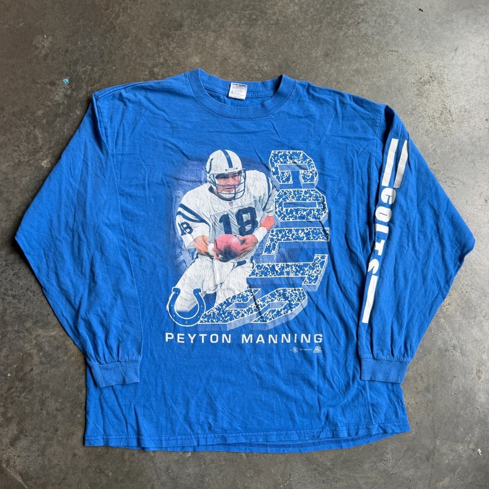 Vintage Indianapolis Colts Peyton Manning Long Sleeve Graphic Shirt Mens XL NFL